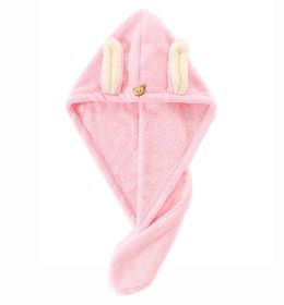 Cute Hair Wrap Towel Microfiber Drying Hair Turban Towel with Ears Pink