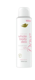 Dove Women's Whole Body Deodorant Cooling Spray Raspberry & Rose Aluminum Free, 4 oz