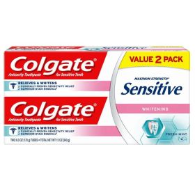 Colgate Sensitive Toothpaste; Whitening; Fresh Mint Gel Formula; 6 oz; 2 Pack