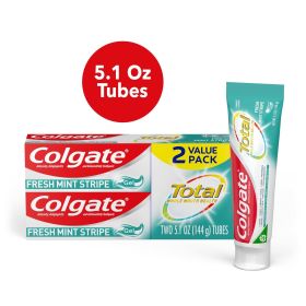 Colgate Total Fresh Mint Stripe Toothpaste; Mint Gel Toothpaste; 5.1 oz; 2 Pack