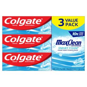 Colgate Max Clean Smart Foam with Whitening Toothpaste; 6.0 oz; 3 Pack