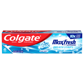 Colgate Max Fresh Whitening Toothpaste with Mini Breath Strips; Cool Mint; 6.3 oz Tube