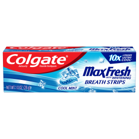 Colgate Max Fresh Travel Size Toothpaste with Mini Breath Strips; Cool Mint; 1.0 oz