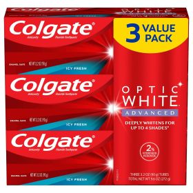 Colgate Optic White Advanced Teeth Whitening Toothpaste; Icy Fresh; 3.2 oz; 3 Pack