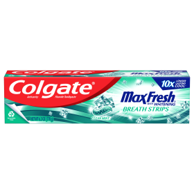 Colgate Max Fresh Whitening Toothpaste with Mini Breath Strips; Clean Mint; 6.3 oz Tube