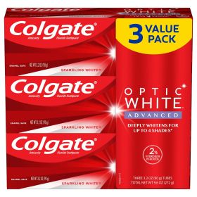 Colgate Optic White Advanced Toothpaste; Sparkling White; 3.2 oz; 3 Pack
