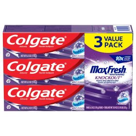 Colgate Max Fresh Knockout Whitening Toothpaste; Mint Fusion; 3 Pack; 6.3 oz