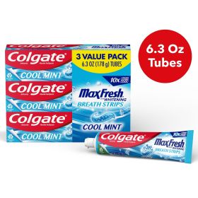 Colgate Max Fresh with Whitening Toothpaste; Cool Mint; 6.3 oz Tube; 3 Pack