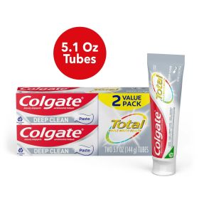 Colgate Total Deep Clean Toothpaste; Mint Fluoride Toothpaste; 5.1 oz; 2 Pack