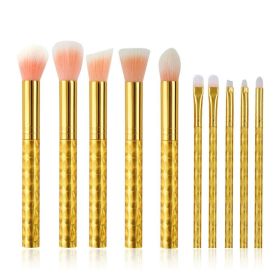 10Pcs Makeup Brush Set Eyeshadow Blush Foundation Marble Woman(gold 3)