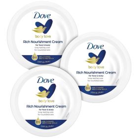 Dove Body Love Rich Nourishment Cream, Face, Hand & Body Lotion for Extremely Dry Skin, Fast-Absorbing 72-Hour Moisturizing Cream with Ceramide Serum