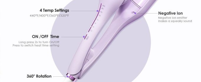 Anti-Scald Hair Crimper, 2 Barrel Ionic Wavy Hair Curler For Women, 1.4 Inch Fast Heating Curling Wand, 4 Temp Ceramic Hair Waver