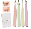 Tweezers Set 4Pcs Eyebrow Tweezer Kit Slanted & Pointed Stainless Steel Tweezers,Tweezer Kit for Shaping Eyebrows Eyelash
