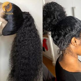 360 Full Lace Wig Human Hair Pre Plucked 13x4 Lace Frontal Wigs For Women 34 32 30 Inch Hd Curly Deep Water Wave Lace Front Wig