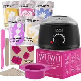 WUWUVISTA Waxing Kit 19 items, Hair Removal Hard Wax Kit with Wax Machine&Wax Beans for Face/Brazilian/Full Body/Bikini/Sensitive Skin