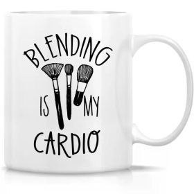11oz "Bending is My Cardio" Ceramic Coffee Mug with Makeup Brush Design - Reusable, Microwave & Dishwasher