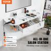 VEVOR Wall Mount Styling Station, Hair Barber Table with 5 Hair Dryer Holders, 2 Drawers(One Lockable), Beauty Salon Equipment for SPA, Barber Shop