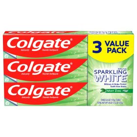 Colgate Sparkling White Natural Whitening Toothpaste; Mint Zing; 3 Pack (Brand: Colgate)