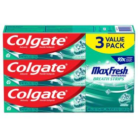 Colgate Max Fresh Toothpaste; Mini Breath Strips; Clean Mint; 3 Pack; 6.3 oz (Brand: Colgate)