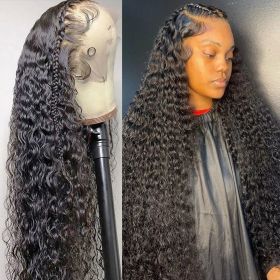 30 34 Inch 13x6 HD Transparent Loose Deep Wave Lace Frontal Wig Human Hair Remy Curly 13x4 360 Lace Front Wigs For Black Women (Color: 360 Hd lace wig, Stretched Length, Density: 34inches, 150%)