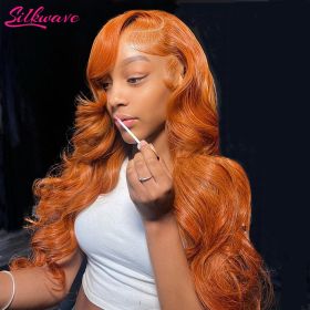 Body Wave Colored Orange Ginger Human Hair Wigs 30 36 Inch 13x4 13x6 Hd Lace Frontal Wig For Women Pre Plucked Brazilian On Sale (Color: 13x4 Hd lace wig, Stretched Length, Density: 34inches, 150%)
