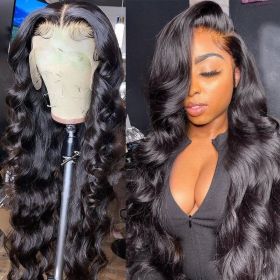13X6 Body Wave Transparent Lace Front Wig Hair 30 40 Inch 13x4 HD Lace Frontal Wigs Remy Human Hair Wig Wet And Wavy For Women (Hair Color: 13x4 HD Lace Wig, Stretched Length, Density: 32inches, 150%)