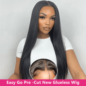 Bone Straight 6x4 5X5 Lace Closure Human Hair Glueless Wig Brazilian Remy Ready To Wear 180% 32 34Inch No Glue Lace Wig MYLOCKME (Hair Color: 6x4 Glueless Wig, Density, Stretched Length: 180 Density, 18inches)