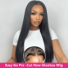 Bone Straight 6x4 5X5 Lace Closure Human Hair Glueless Wig Brazilian Remy Ready To Wear 180% 32 34Inch No Glue Lace Wig MYLOCKME