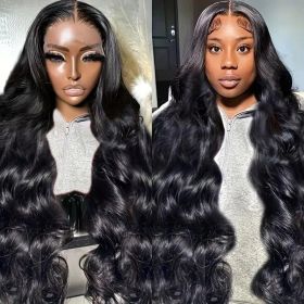 HD Transparent Body Wave 13x6 13x4 Lace Front Wig Brazilian Water Wave Ready To Wear 4x4 Lace Closure Glueless Wig For Women (Color: 4x4 HD Glueless, Stretched Length, Density: 28inches, 180 Density)