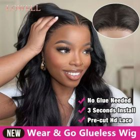Glueless Wig Human Hair Ready To wear Pre Cut Pre Plucked 4x4 5x5 Hd Transparent Body Wave Lace Closure Wig Brazilian Wigs (Hair Color, Density: 4x4 Glueless Wig, 150%, Stretched Length: 12INCHES)