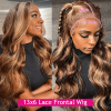 30 Inch Colored Highlight Human Hair Wigs Body Wave Lace Front Wig For Women Brazilian Pre Plucked 13x4 Transparent Hair Wigs