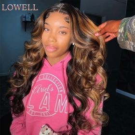 30 Inch Colored Highlight Human Hair Wigs Body Wave Lace Front Wig For Women Brazilian Pre Plucked 13x4 Transparent Hair Wigs (Hair Color, Density: 13x6 lace Wig, 150%, Stretched Length: 30inches)