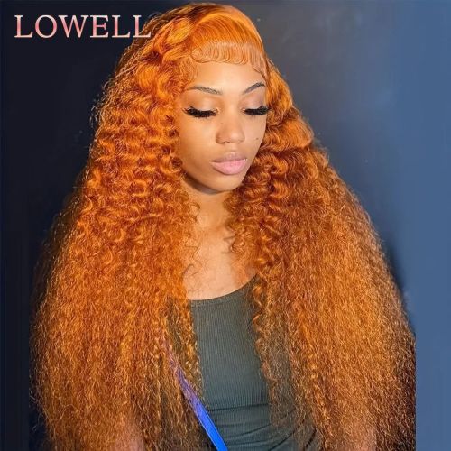 13x6 Hd Colored Ginger Orange Curly Lace Frontal Wig 13x4 Deep Water Wave Lace Front Human Hair Wigs 30inch Brazilian Preplucked