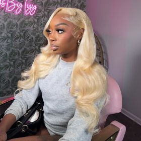 613 13X6 Hd Lace Frontal Wig Blonde Lace Front Wig Human Hair Wig Body Wave Human Hair Wigs For Wowen 13X4 Lace Wigs (Lace Wig Type, Density: 13X6 Lace Wig, 180%, Stretched Length: 26inches)