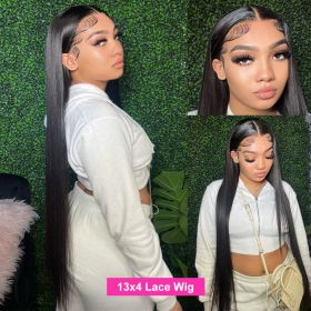 Pure Full Lace Wig Transparent 13x4 HD Lace Front Wigs Brazilian Bone Straight 360 Lace Frontal Wigs Lace Closure Wig MYLOCKME (Hair Color: 13X4 Lace Wig, Density, Stretched Length: 180%, 26inches)