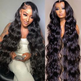30 32 40 Inch Hd Transparent 13x4 13x6 360 Body Wave Lace Front Human Hair Wigs Brazilian Remy Lace Frontal Wigs For Black Women (Color: 13x4 Hd lace wig, Stretched Length, Density: 24inches, 150 Density)