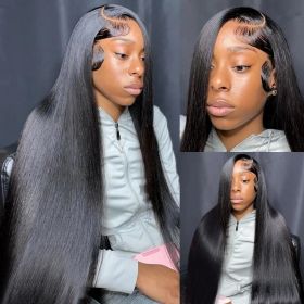 Straight 13x6 HD Lace Frontal Wigs Human Hair 13x4 Transparent Lace Front Human Hair Wigs Brazilian Wigs For Women Human Hair (Color: 13x6 Lace Wig, Stretched Length, Density: 20inches, 180%)