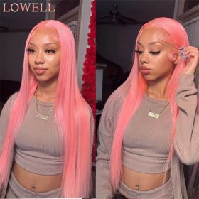 Pink Lace Front Wig Human Hair For Women 13x4 Hd Lace Frontal Wig Brazilian 613 13x6 Colored Straight Lace Front Wigs (Hair Color, Density: 13X4 Lace Wig, 150%, Stretched Length: 28inches)