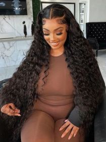 30 40 Inch Deep Wave Wig13x4 13x6 360 HD Transparent Lace Front Hd Wig HD Lace Frontal Curly Brazilian Human Hair Wigs For Women (Color: 360 Hd lace wig, Stretched Length, Density: 34inches, 180%)