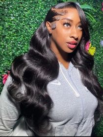 30 40 Inch Body Wave 13x4 13x6 Lace HD Transparent Front Wig Brazilian Human Hair Wigs 360 Lace Frontal Wigs For Women (Color: 13x4 Hd lace wig, Stretched Length, Density: 36inches, 180 Density)