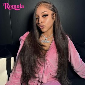 40 Inch 13x6 Lace Front Human Hair Wig Bone Straight Lace Front Wigs Human Hair 13x4 Hd Lace Frontal Wig Brazilian (Color: 13x4 Frontal Wig, Stretched Length, Density: 20inches, 200 Density)