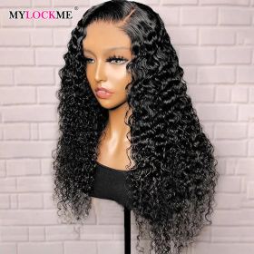 Deep Wave Frontal Wig Curly Hair 13x4 13x6 Lace Front Human Hair Wigs Brazilian Hair For Women Water Wave 4x4 Lace Closure Wig (Hair Color: 13X6 Lace Wig, Stretched Length, Density: 20inches, 100%)