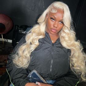13x6 blonde Transparent 613 HD Lace Frontal Wigs Honey Blonde Brazilian Remy 13×4 Body Wave Lace Front Human Hair Wigs for Women (Lace Wig Type, Density: 13X4 Lace Wig, 180%, Stretched Length: 22INCHES)