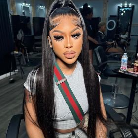 30 40Inch Bone Straight Transparent 13x6 HD Lace Frontal Human Hair Wigs 180 Density Brazilian 13x4 Lace Front Wig For Women (Hair Color, Density: 13X4 Lace Wig, 180%, Stretched Length: 16inches)