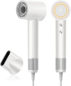 Hair Dryer, zhiyangfei Negative Ion Blow Dryer for Women Men, 110, 000 RPM Brushless Motor, 3 Heat Settings, 360° Rotating Magnetic Nozzle (Color: ZF03-White)