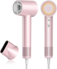Hair Dryer, zhiyangfei Negative Ion Blow Dryer for Women Men, 110, 000 RPM Brushless Motor, 3 Heat Settings, 360° Rotating Magnetic Nozzle (Color: ZF03-Pink)