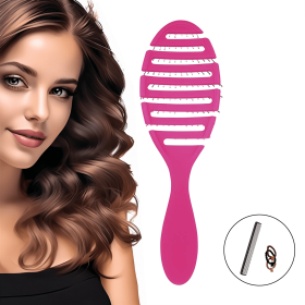 Detangler Brush, Flexible Detangling Brush For All Types Of Hair,For Wet & Dry Hair,Hair Detangler For Curly Hair With Soft Bristles (Color: PINK)