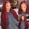Red Wigs Colored Lace Front Deep Wave Burgundy Curly Human Hair Wig 100% 13x4 13x6 Hd Transparent Lace Frontal Wig For Women