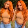 Orange Ginger Lace Front Wig Human Hair 13X4 13x6 Body Wave Lace Front Wig Colored Human Hair Wigs For Women 28 30 Inch