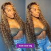 13x6 Hd Lace Water Wave Highlight Wig Human Hair Wigs Curly Colored Honey Blonde Front 13x4 Deep Wave RemyFrontal Wig Curls
